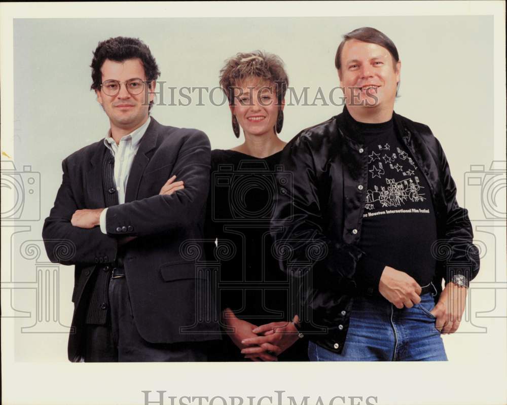 1990 Press Photo Carlos Jimenez, Poet Leslie Miller, Bob Nowotny - hpp35749- Historic Images