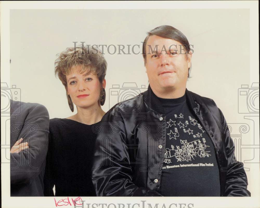 1990 Press Photo Poet Leslie Miller, Friend from the Houston Film Festival- Historic Images