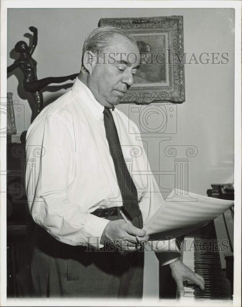 1961 Press Photo Composer Richard Rodgers Works in His New York Apartment- Historic Images