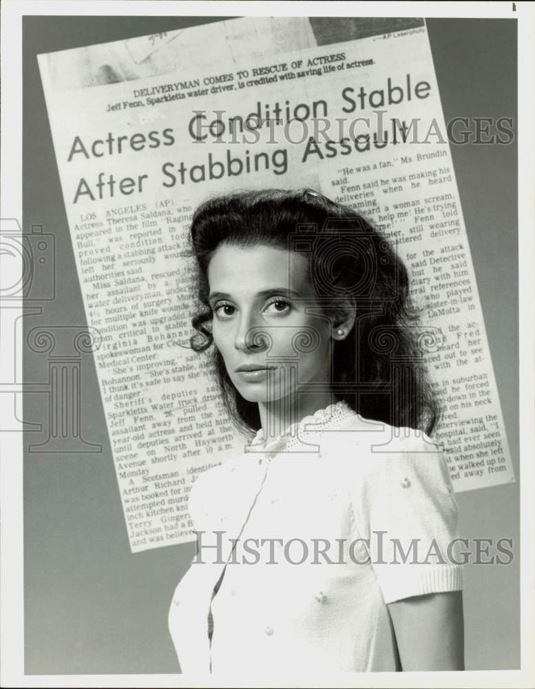 1984 Press Photo Theresa Saldana as Herself in &quot;Victims for Victims&quot; - hpp35951- Historic Images