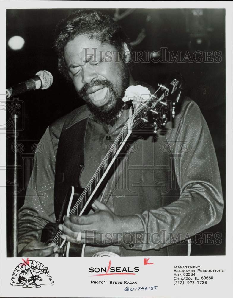 1985 Press Photo Son Seals, American electric blues guitarist and singer.- Historic Images