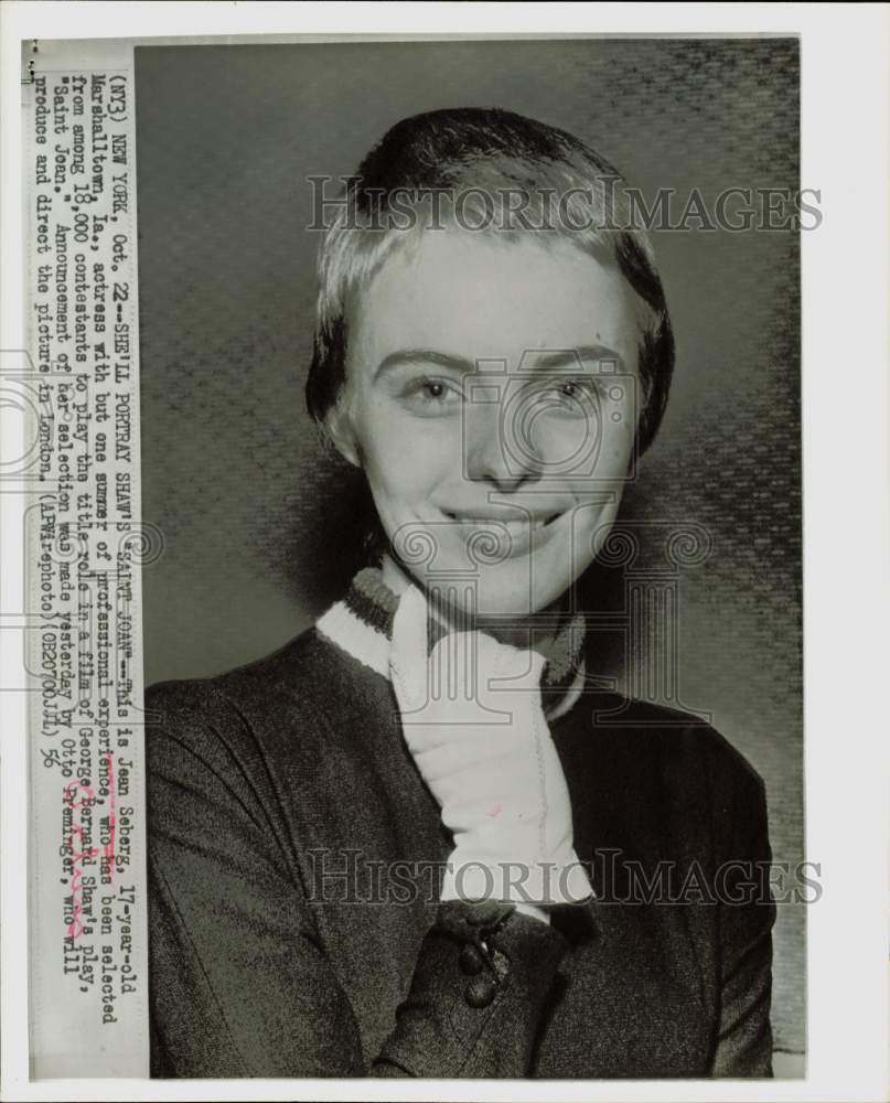 1956 Press Photo Actress Jean Seberg wins the title role of &quot;Saint Joan.&quot;- Historic Images