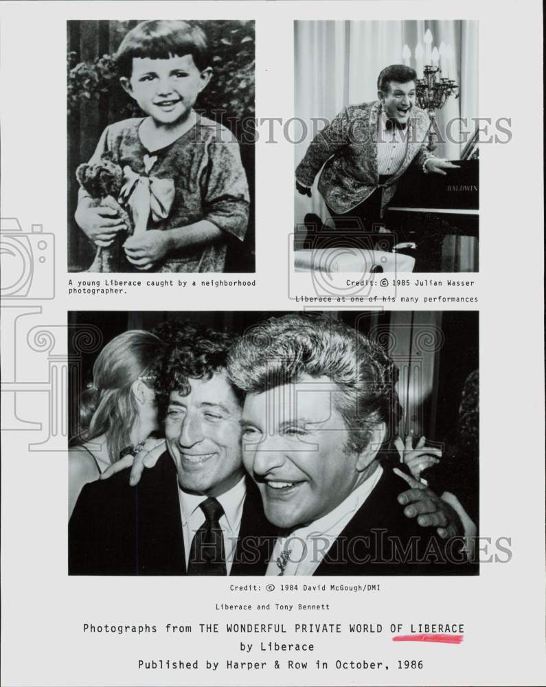 1986 Press Photo Photographs from &quot;The Wonderful Private World of Liberace.&quot;- Historic Images