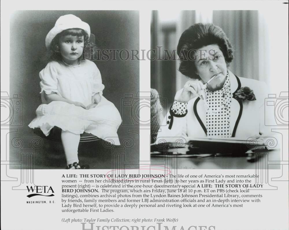 Press Photo Lady Bird Johnson in Childhood &amp; as First Lady - hpp37230- Historic Images