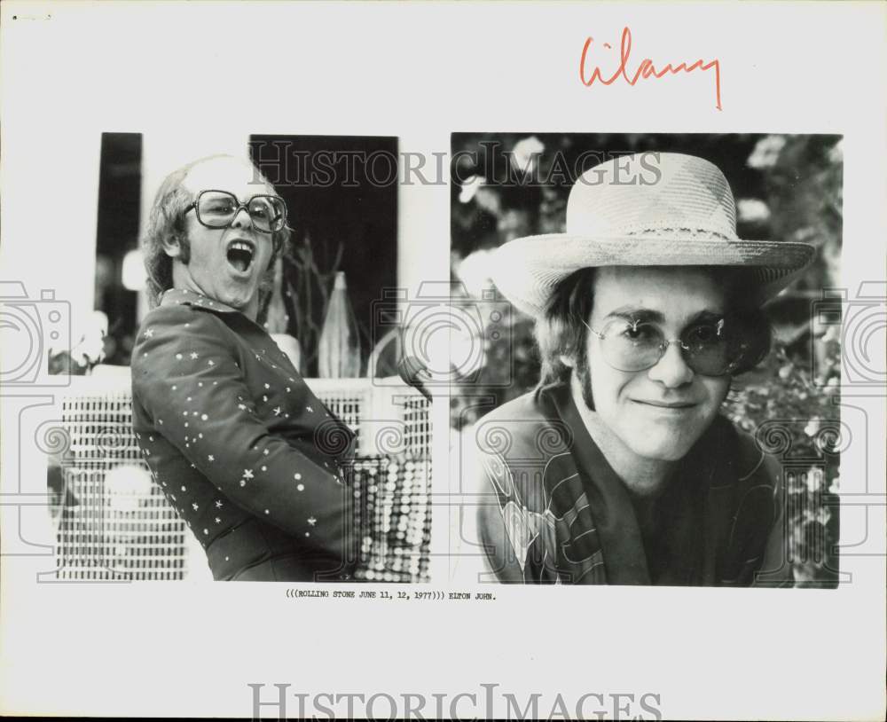 1977 Press Photo Singer Elton John - hpp37297- Historic Images