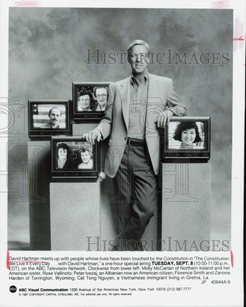 1987 Press Photo David Hartman, Host of &quot;The Constitution&quot; TV Special- Historic Images