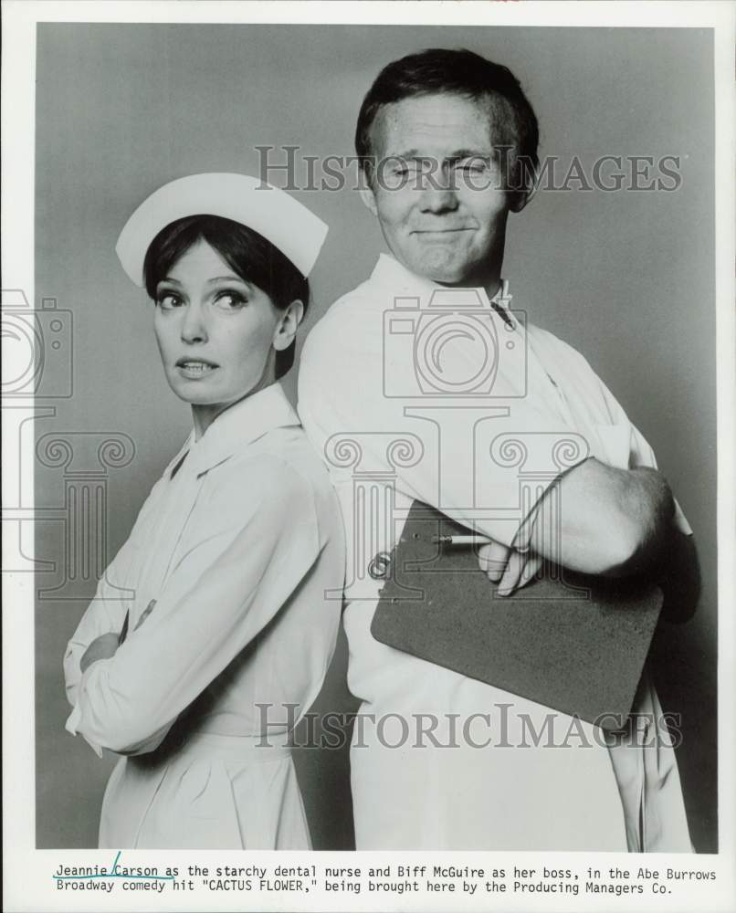 1968 Press Photo Actors Jeannie Carson, Biff McGuire in &quot;Cactus Flower&quot; Play- Historic Images