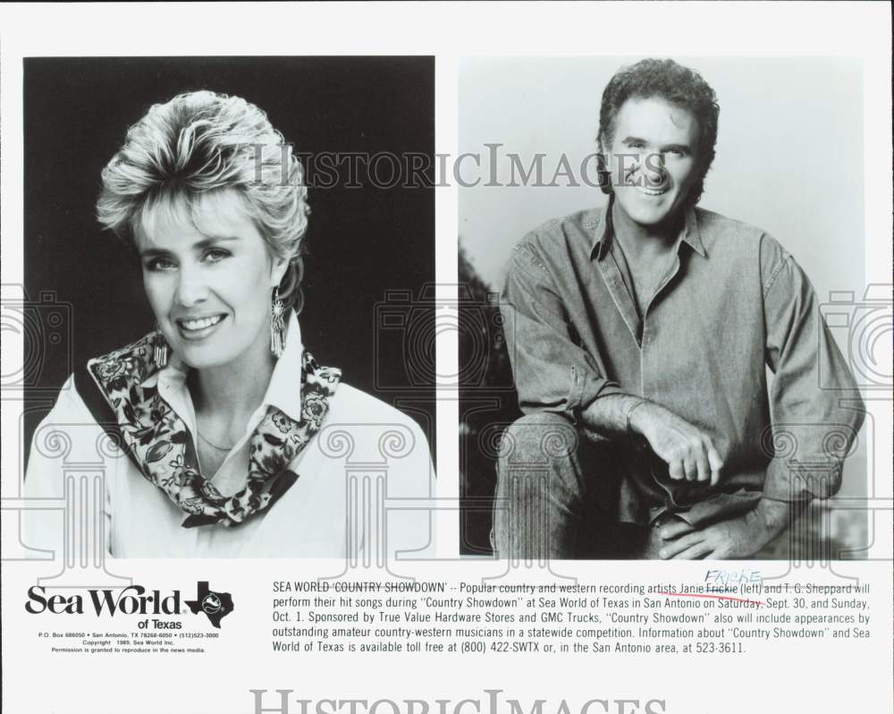 1989 Press Photo Singers Janie Fricke &amp; T.G. Sheppard - hpp39018- Historic Images