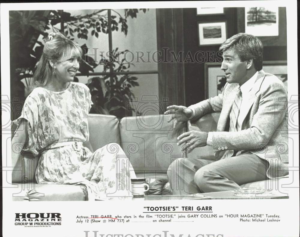 Press Photo Actress Teri Garr with Host Gary Collins on &quot;Hour Magazine&quot;- Historic Images