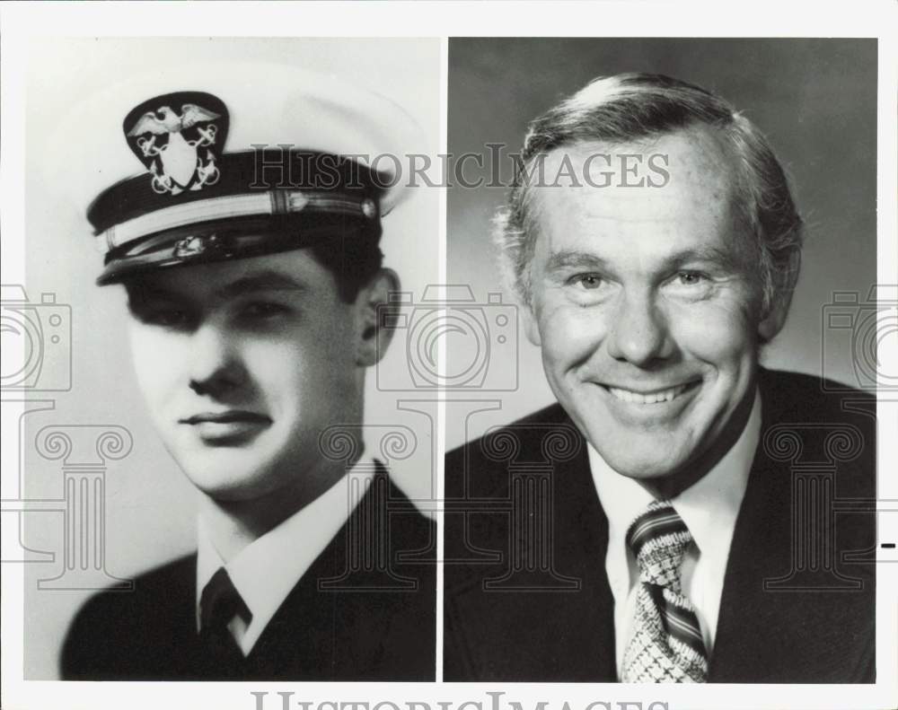 1977 Press Photo Johnny Carson as Navy Ensign &amp; Later as TV Host - hpp39095- Historic Images