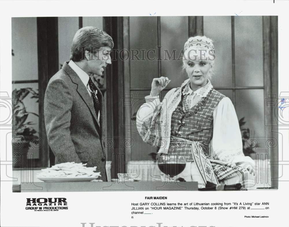 1986 Press Photo Host Gary Collins &amp; Ann Jillian on &quot;Hour Magazine&quot; - hpp39157- Historic Images