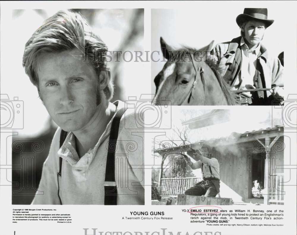 1988 Press Photo Actress Emilio Estevez in "Young Guns" - hpp40568- Historic Images