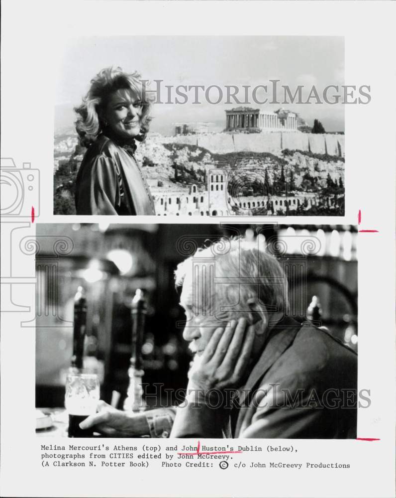 1981 Press Photo Melina Mercouri in Athens, John Huston in Dublin - hpp40719- Historic Images