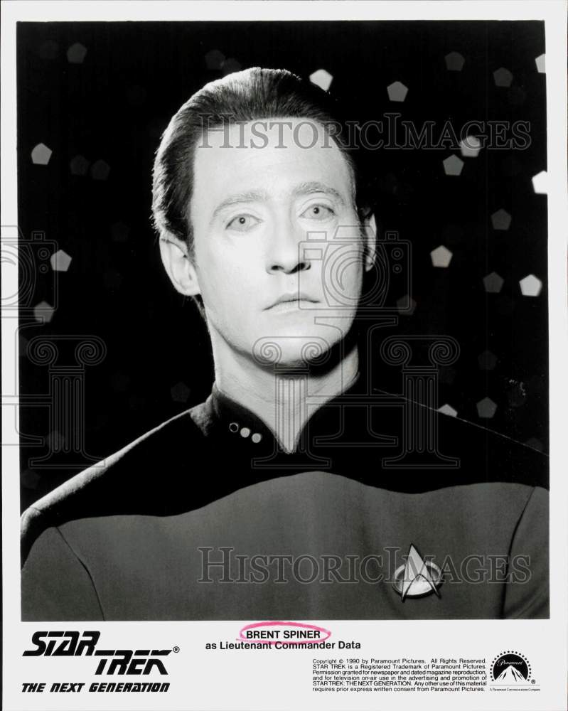 1990 Press Photo Brent Spiner as Data in &quot;Star Trek: The Next Generation&quot;- Historic Images