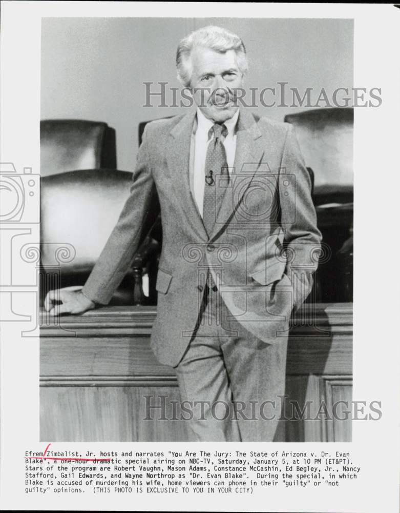 Press Photo Efrem Zimbalist, Jr. in &quot;You Are The Jury&quot; TV Special - hpp40874- Historic Images