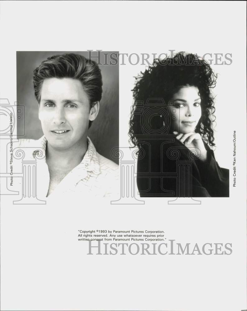 1993 Press Photo Actor Emilio Estevez &amp; Singer Janet Jackson - hpp41278- Historic Images