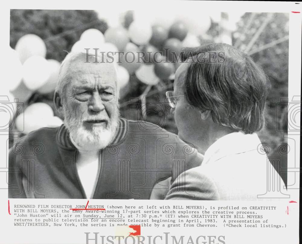 1983 Press Photo Director John Huston on &quot;Creativity With Bill Moyers&quot;- Historic Images