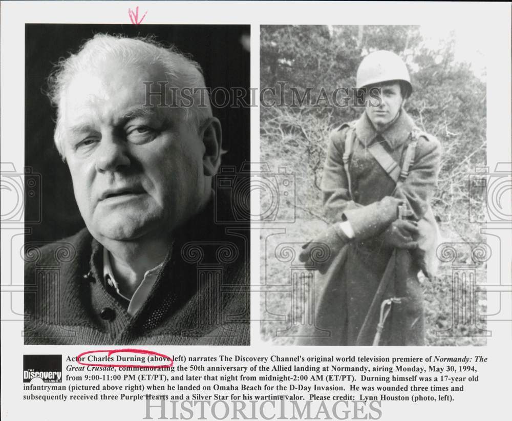 1994 Press Photo Actor Charles Durning in &quot;Normandy: The Great Crusade&quot;- Historic Images