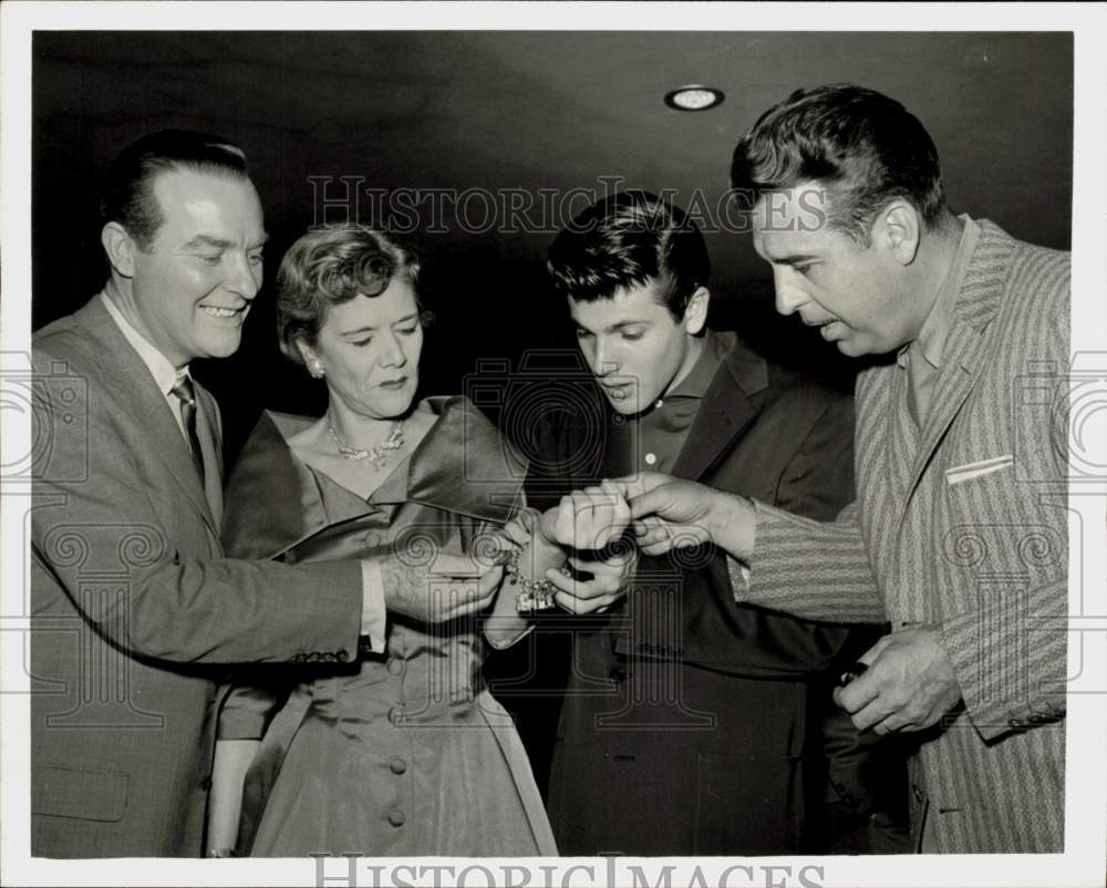 1957 Press Photo Notables for Tommy Sands featured on &quot;This is Your Life&quot;- Historic Images