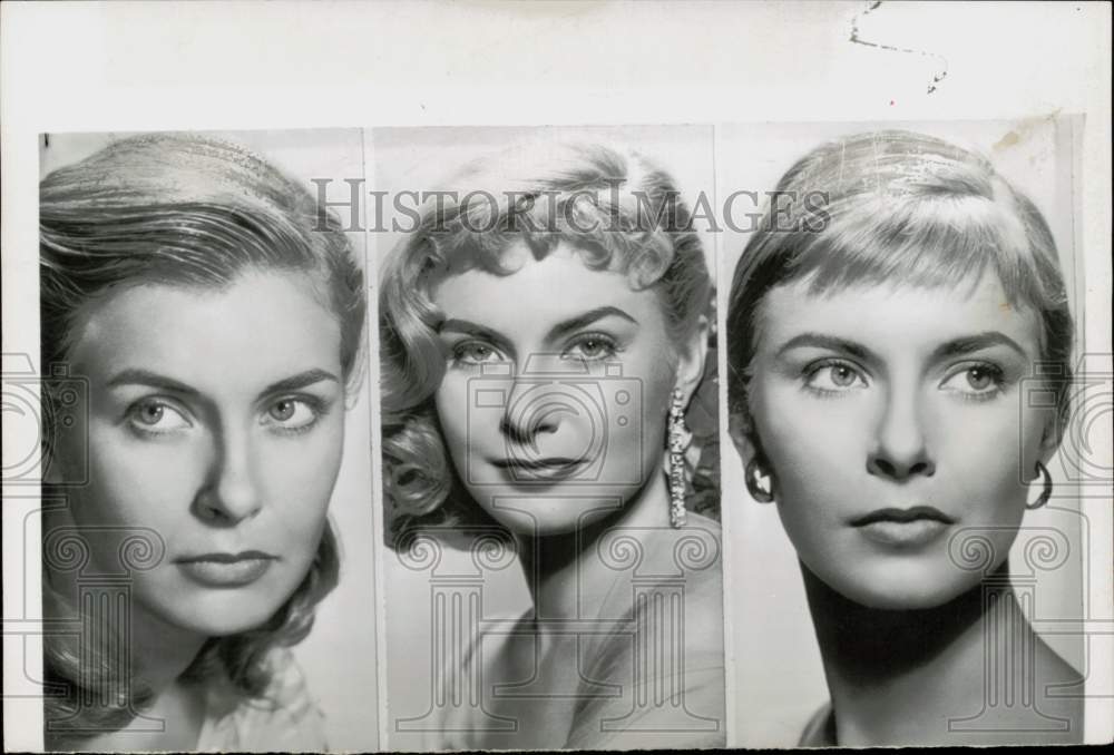 1966 Press Photo Actress Joanne Woodward in three different hairstyles- Historic Images