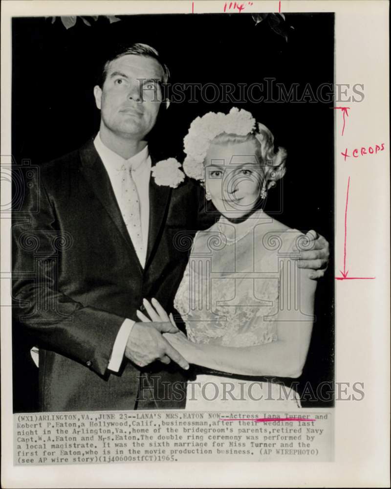 1965 Press Photo Actress Lana Turner &amp; Husband Robert P. Eaton on Wedding Day- Historic Images