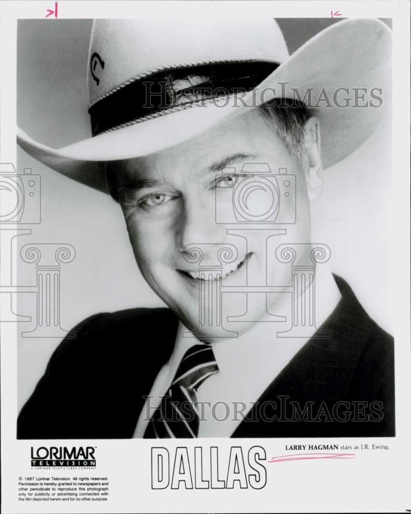 1987 Press Photo Actor Larry Hagman Stars as J.R. Ewing on &quot;Dallas&quot; - hpp41923- Historic Images