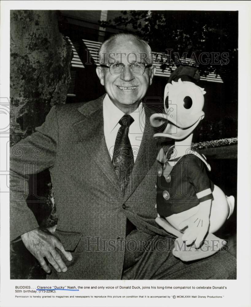 1973 Press Photo Clarence "Ducky" Nash, Voice Actor of Donald Duck - hpp41953- Historic Images