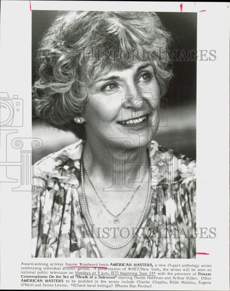 1986 Press Photo Actress Joanne Woodward Hosts &quot;American Masters&quot; - hpp42117- Historic Images