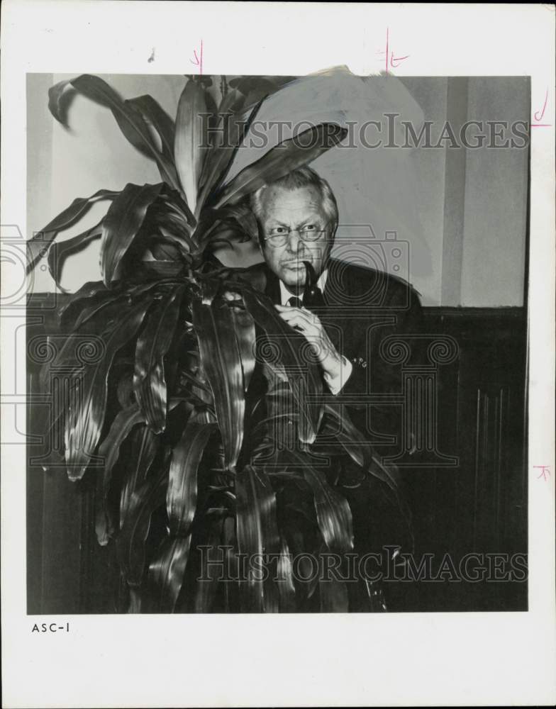 1966 Press Photo Actor Robert Young, Hiding Behind a Plant - hpp42383- Historic Images