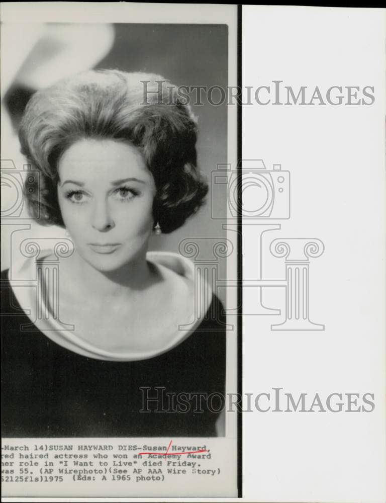 1965 Press Photo Actress Susan Hayward - hpp42660- Historic Images