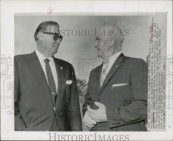 1959 Press Photo Actor Johnny Weissmuller & Buster Wiles at Errol Flynn ...