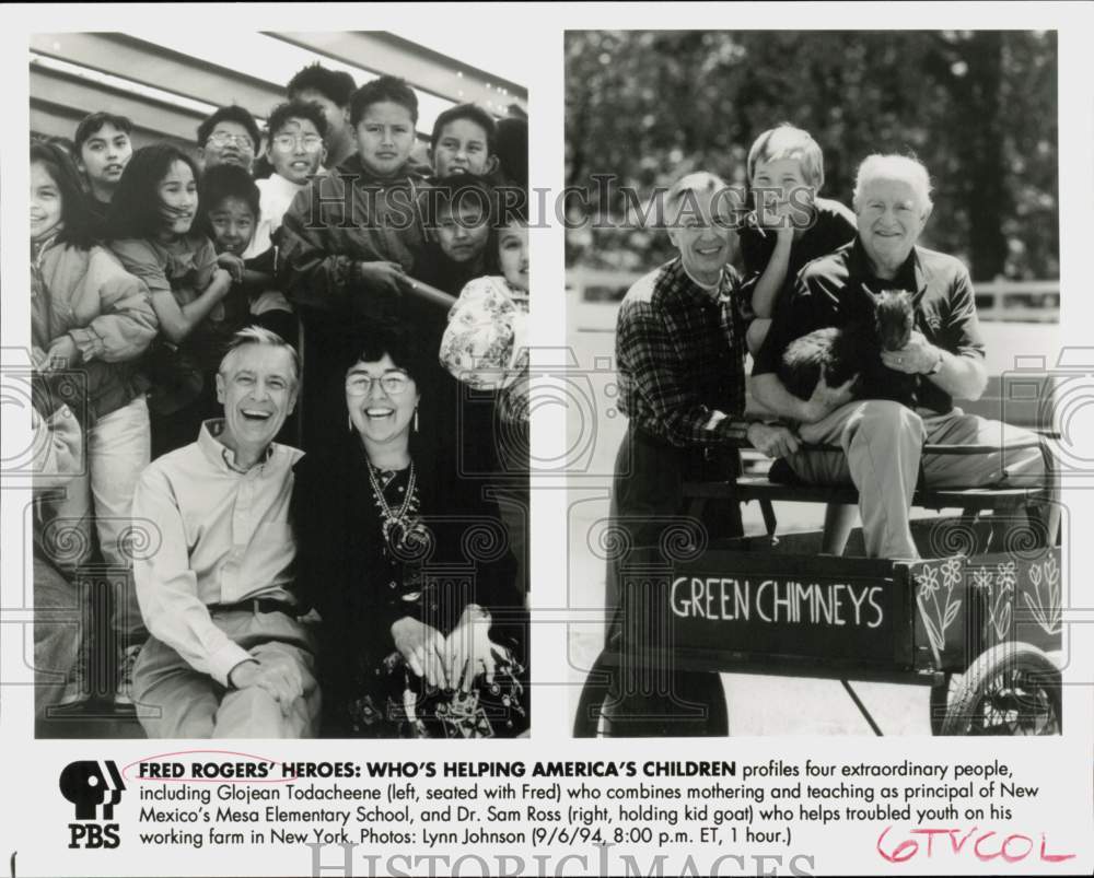 1994 Press Photo &quot;Fred Rogers&#39; Heroes: Who&#39;s Helping America&#39;s Children&quot; Stars- Historic Images