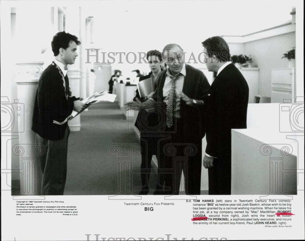 1988 Press Photo Tom Hanks, Robert Loggia, John Heard in &quot;Big&quot; Movie - hpp43069- Historic Images