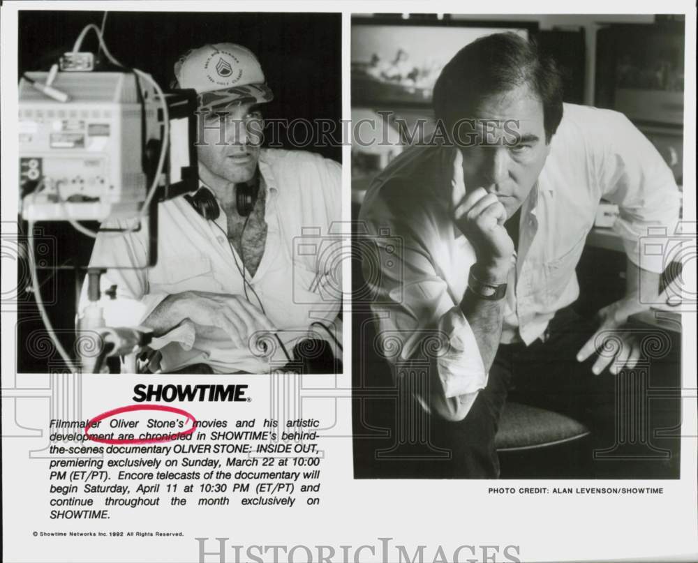 1992 Press Photo Director Oliver Stone in &quot;Oliver Stone: Inside Out&quot; Documentary- Historic Images