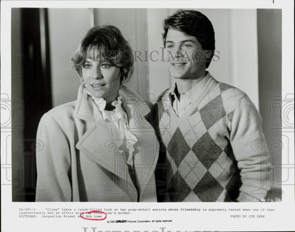 1983 Press Photo Actors Jacqueline Bisset and Rob Lowe in "Class" Movie- Historic Images