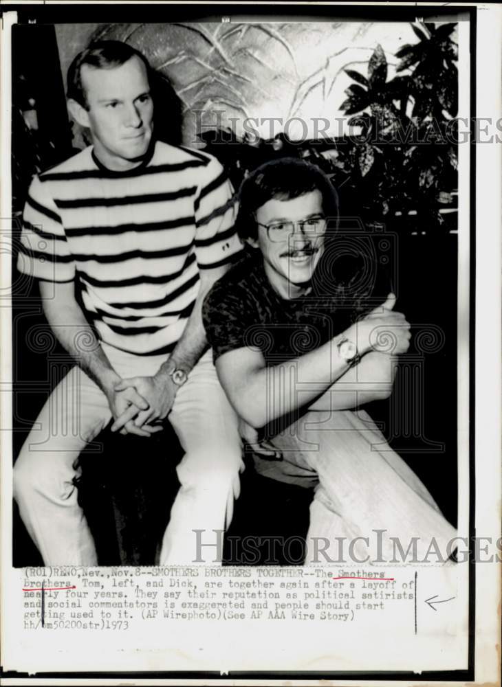 1973 Press Photo The Smothers Brothers, Tom &amp; Dick, in Reno, Nevada - hpp43145- Historic Images