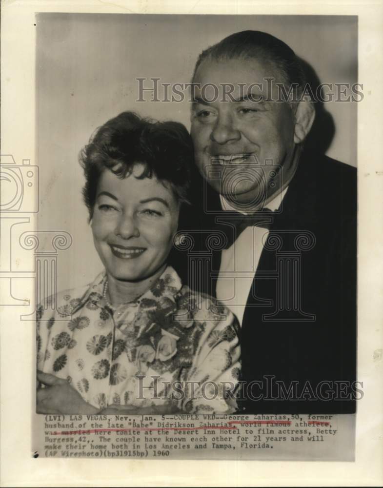 1960 Press Photo George Zaharias marries Betty Burgess in Las Vegas hotel- Historic Images