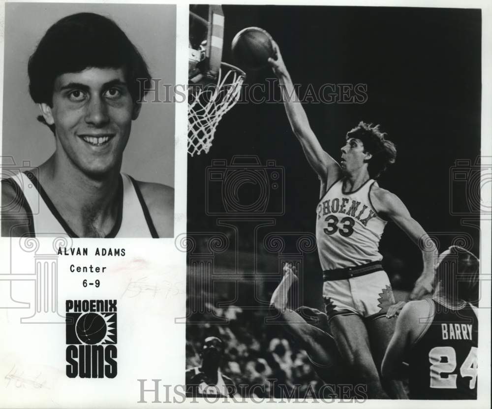 1981 Press Photo Alvan Adams, center, for Phoenix Suns basketball team.- Historic Images