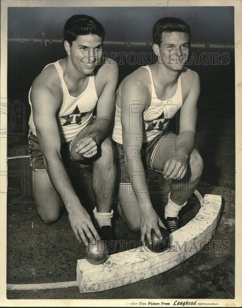 1956 Press Photo Track and field stars Paul Schumann and Johnny Warren.- Historic Images