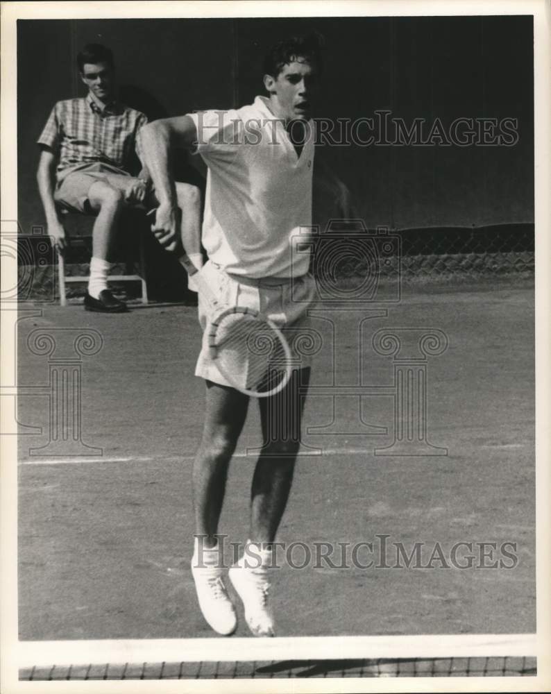 1965 Press Photo Tennis player Gene Scott jumps with excitement. - hps02231- Historic Images