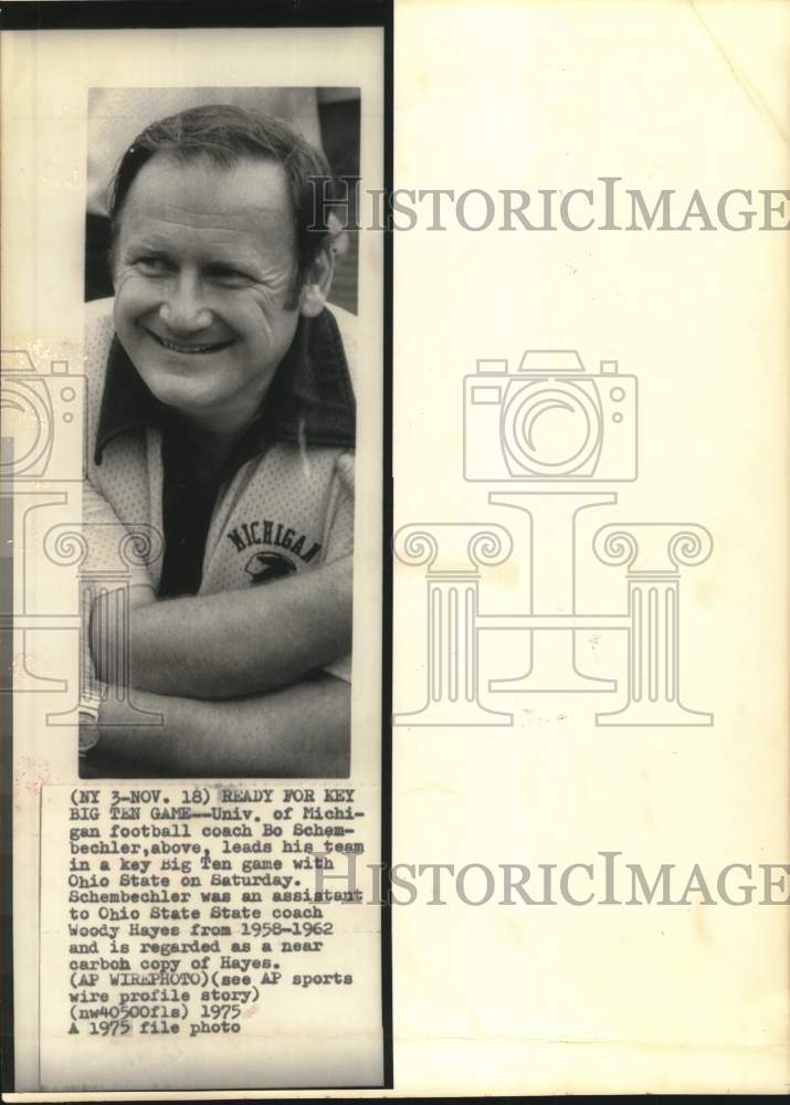 1975 Press Photo University of Michigan football Bo Schembechler.- Historic Images