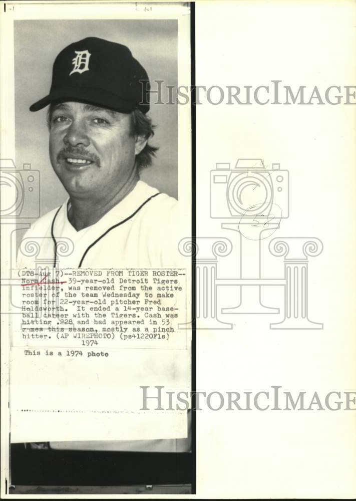 1974 Press Photo Detroit Tigers&#39; baseball player Norm Cash. - hps02492- Historic Images