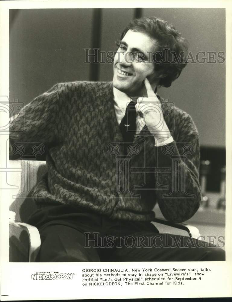 Press Photo Giorgio Chinaglia, soccer star, appears on Nickelodeon&#39;s &quot;Livewire.&quot;- Historic Images