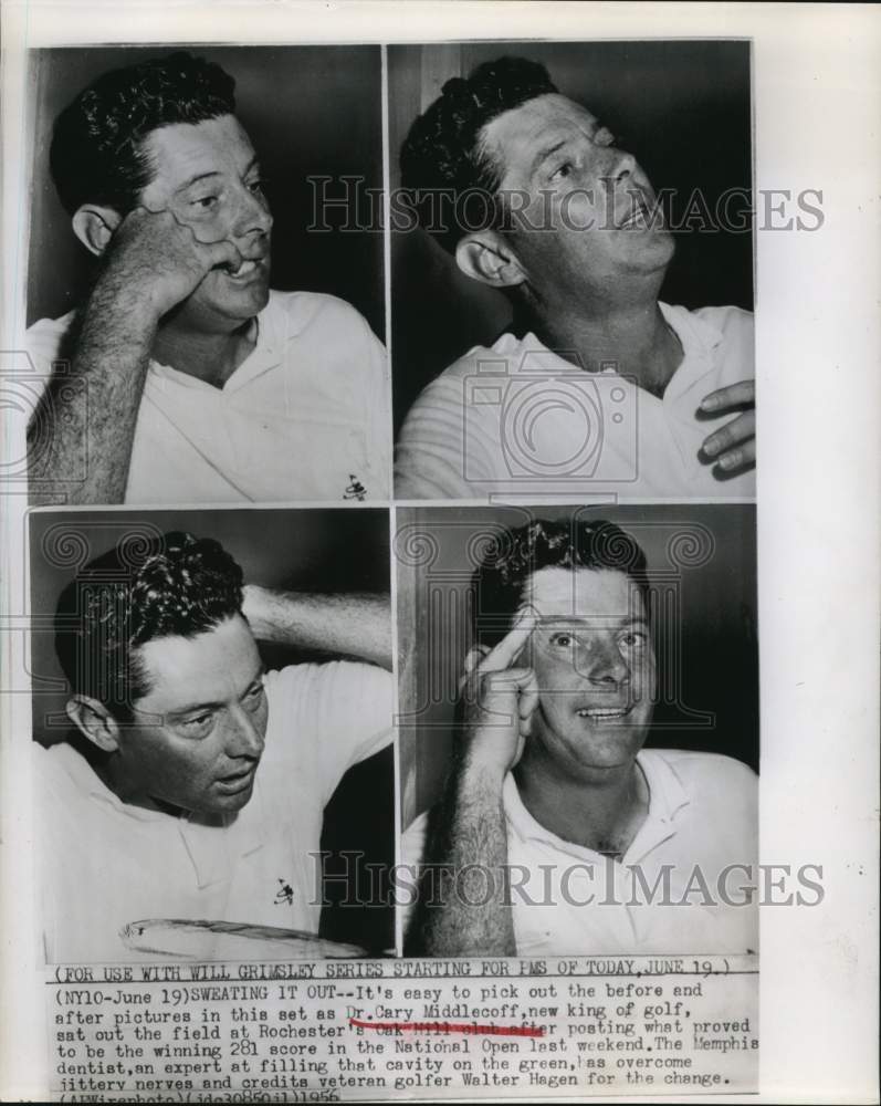 1956 Press Photo Golfer Cary Middlecoff Waits for Tournament Result, Rochester- Historic Images