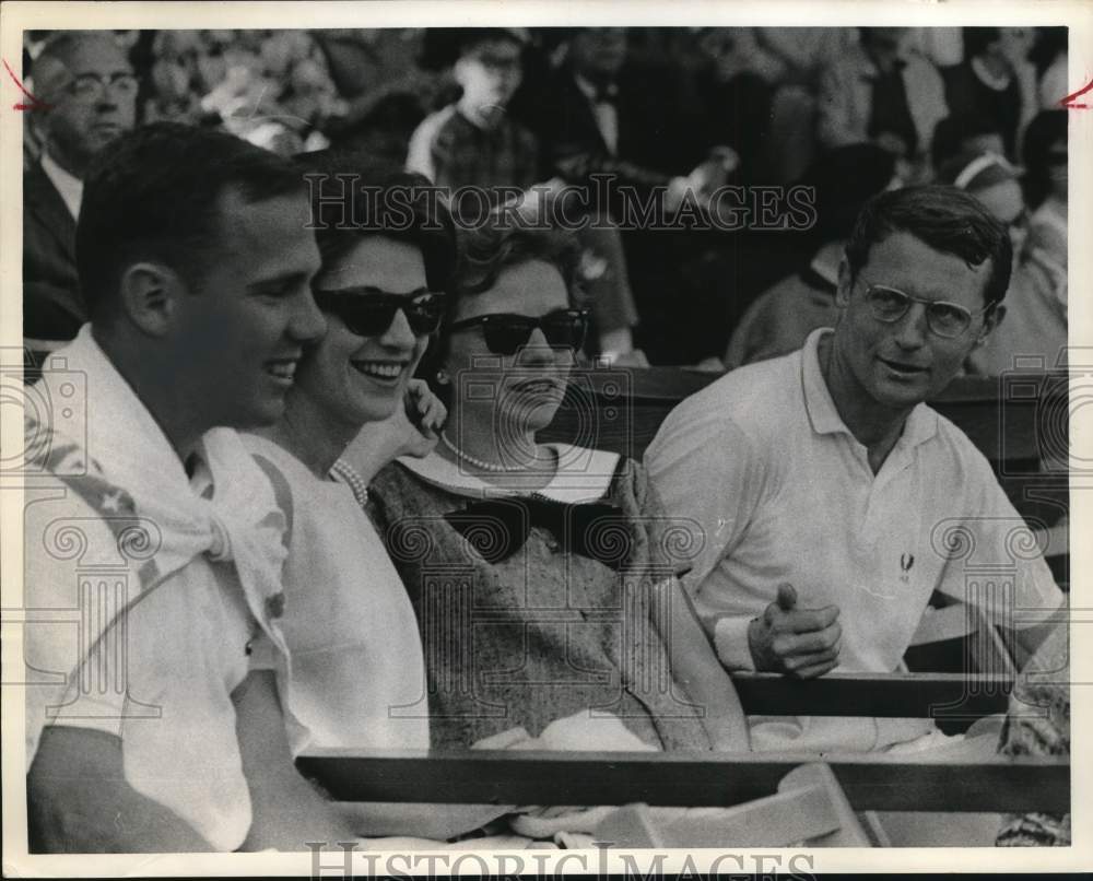 1964 Press Photo Chuck McKinley, Wife and Mr. and Mrs. Richardson at Tennis Game- Historic Images