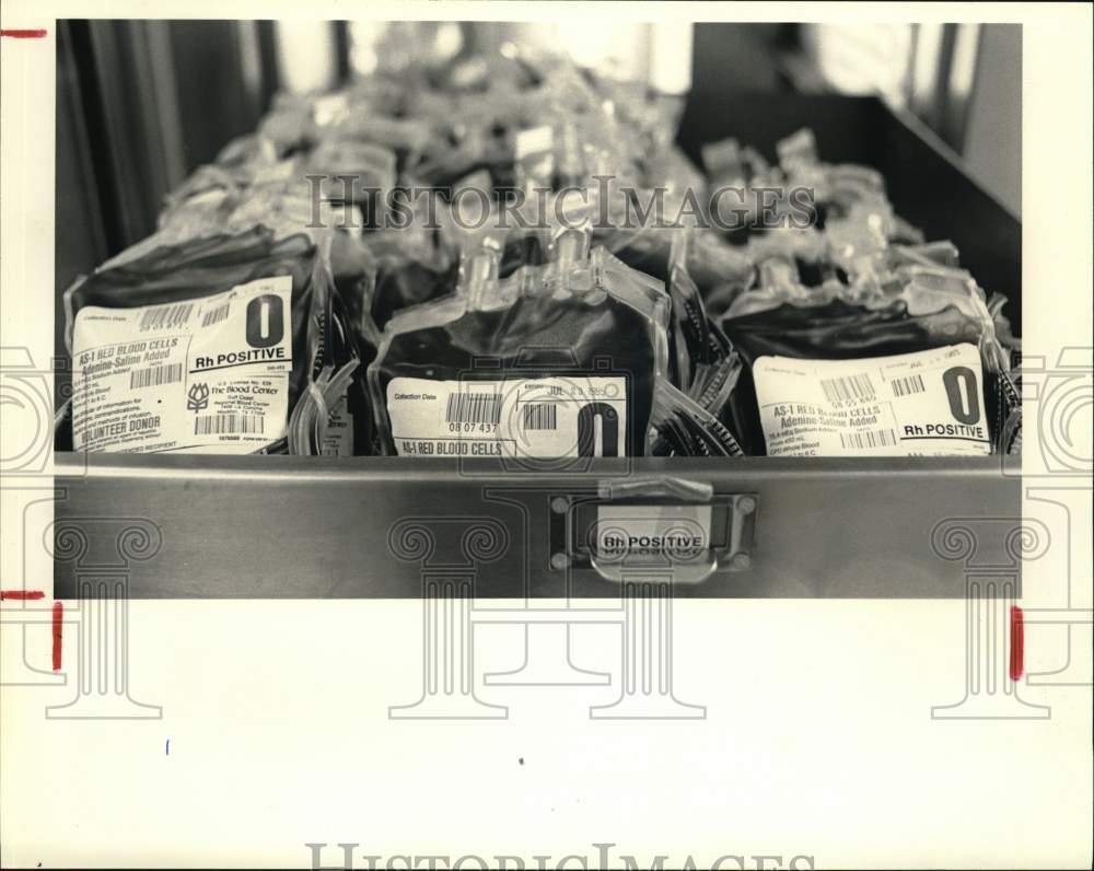 1985 Press Photo Blood in storage at Houston&#39;s blood center - hps07499- Historic Images