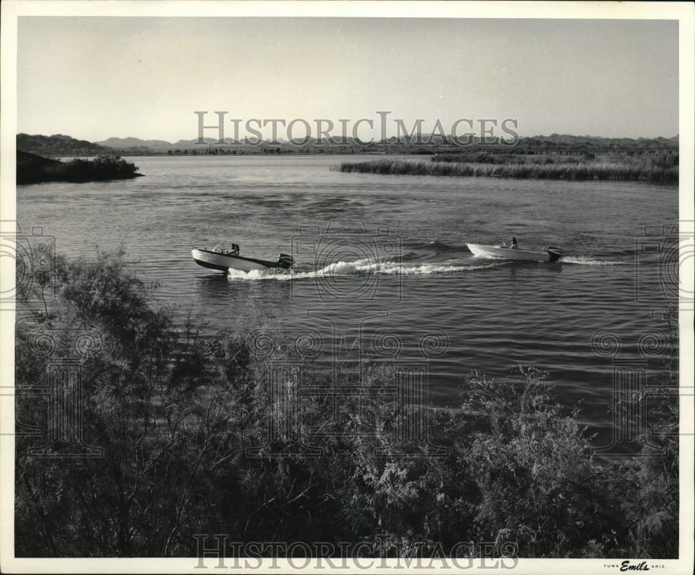 1965 Press Photo Boats on the Colorado River near Yuma, Arizona - hps07956- Historic Images