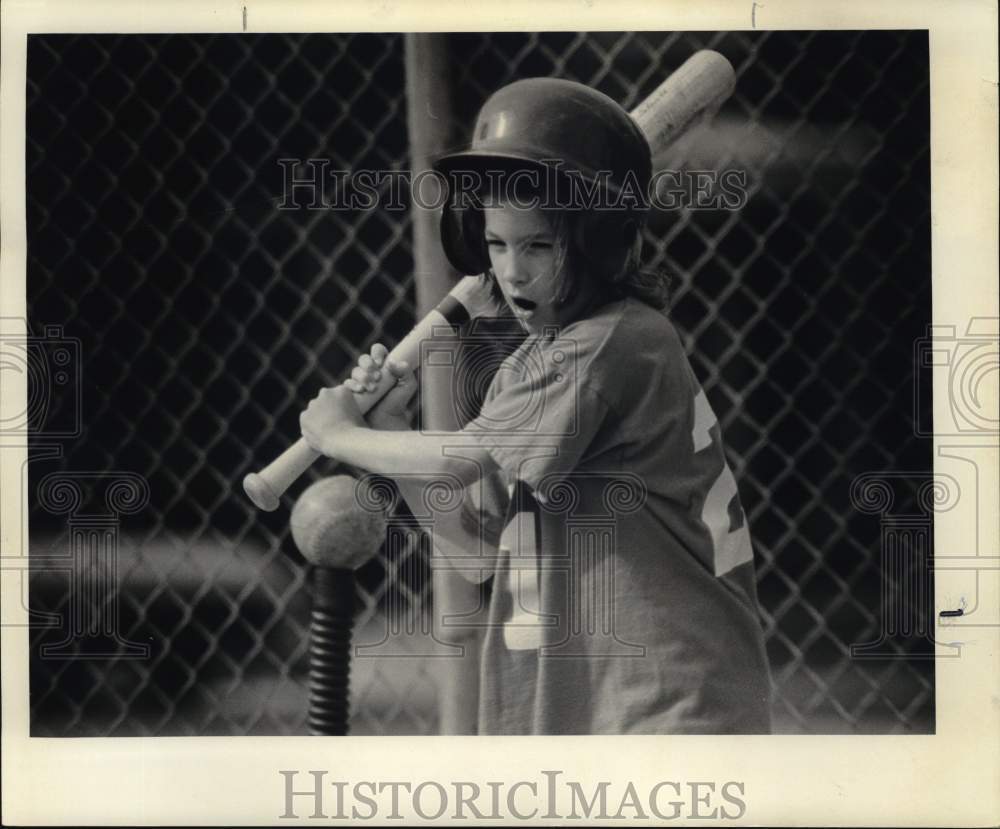 1978 Press Photo Meme Holland at Bat in Little League Baseball - hps08012- Historic Images