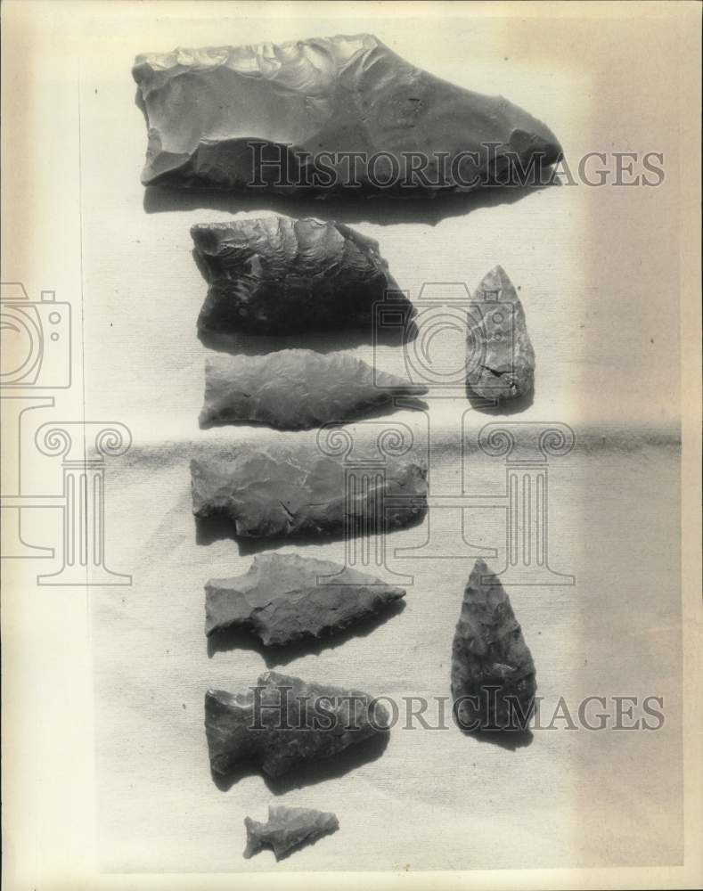 1978 Press Photo Arrowhead Points taken at Archaeological Dig at Wilson&#39;s Farm- Historic Images