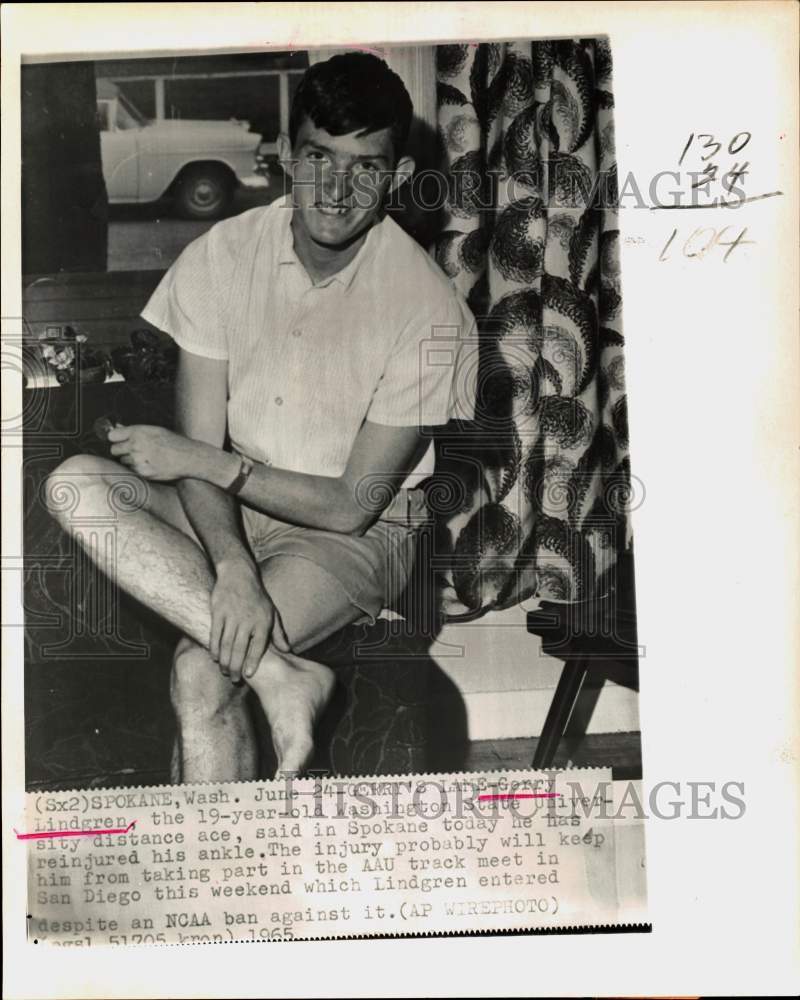 1965 Press Photo Injured Washington State University track star Gerry Lindgren.- Historic Images